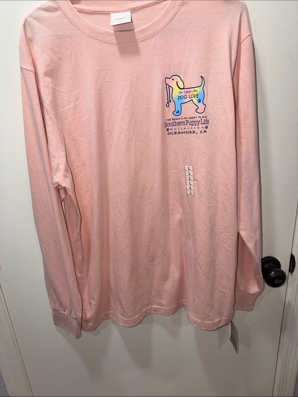 Southern Puppy Life Pink Long-Sleeve Crop Top - Dog Love Graphic